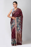 Manohari (Wine Organza Saree)