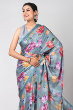 Rosy Affair  (Satin Digital Printed Saree)