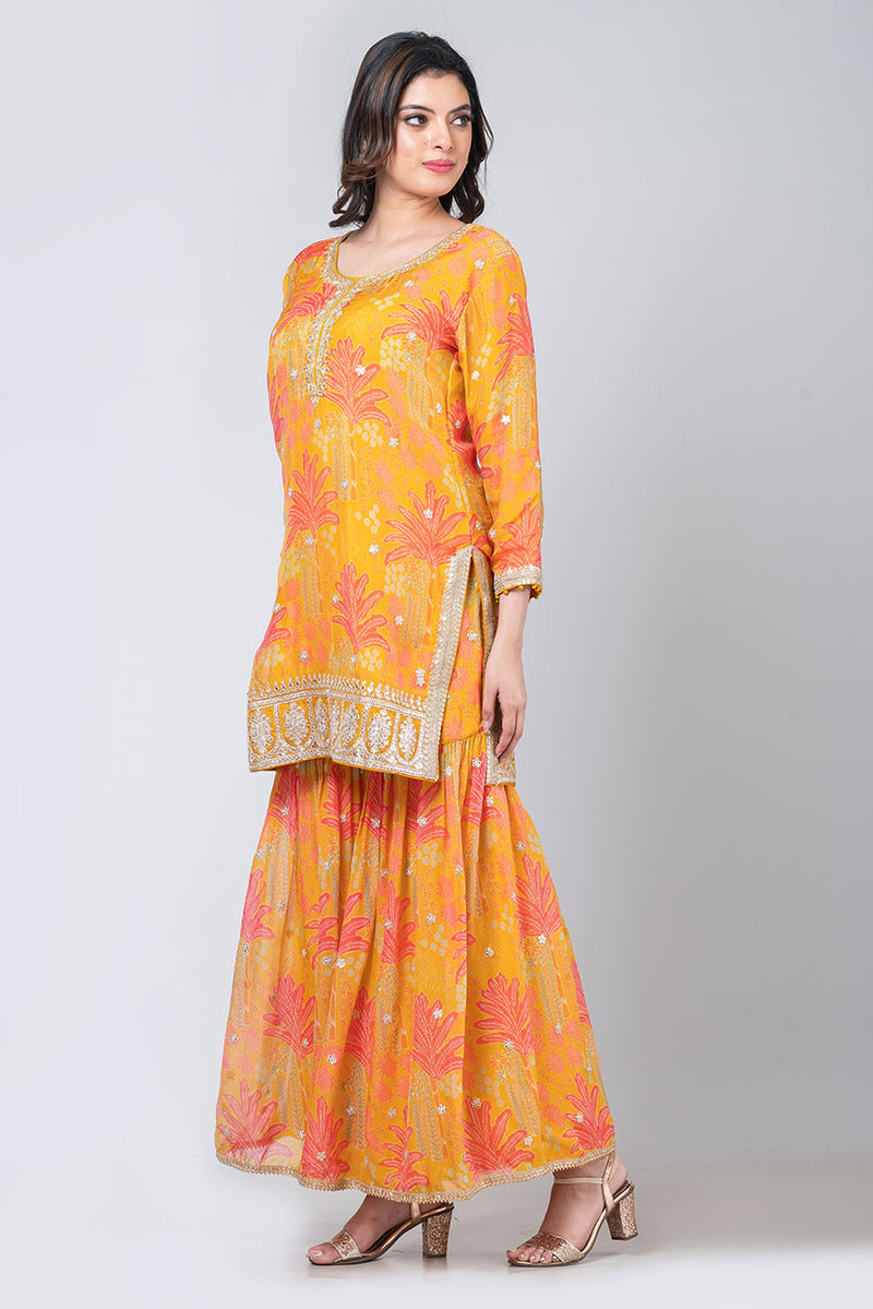 Zafrani (Organza Sharara with Short Kurta & Dupatta)