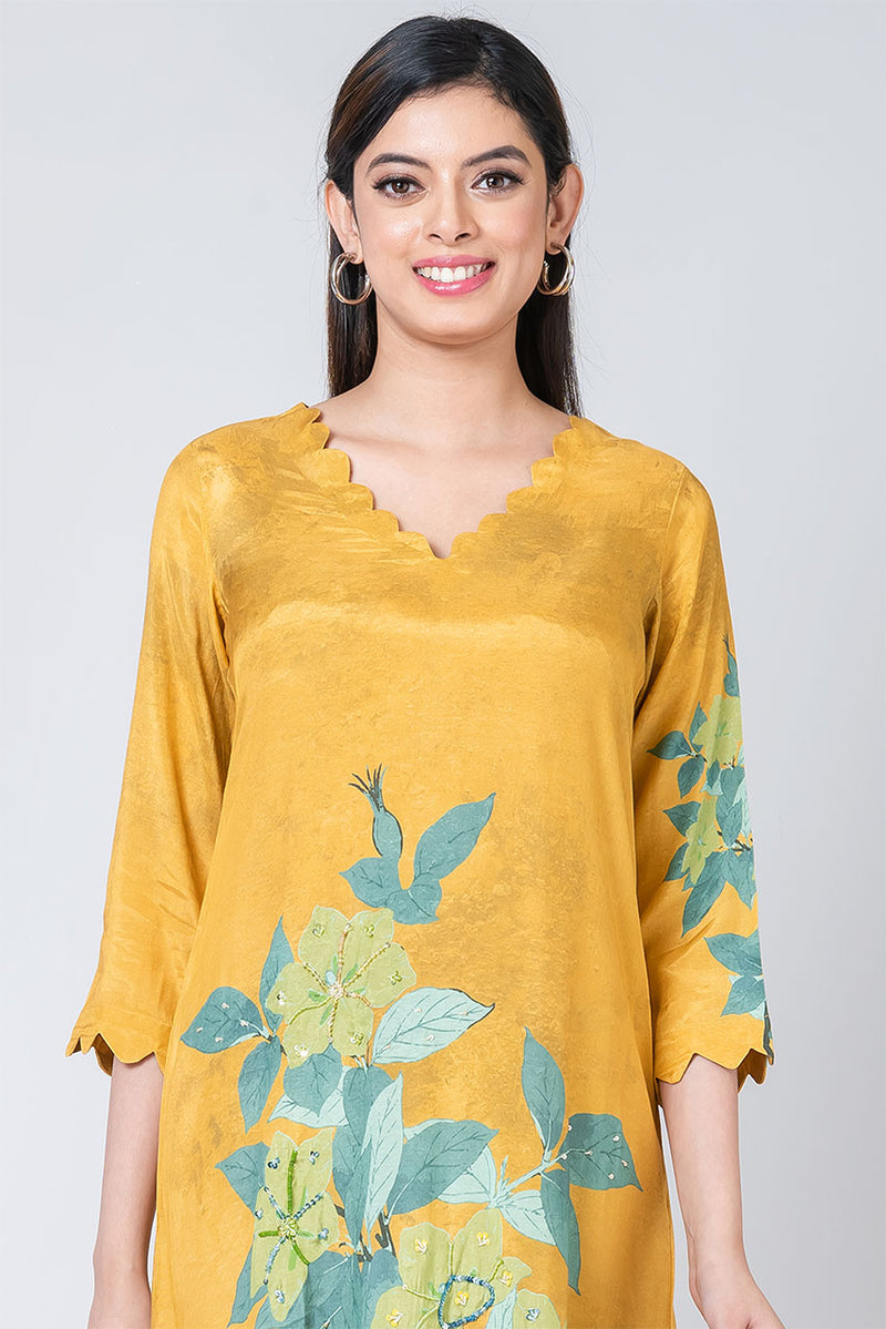 Amber  (Muslin Silk Long Kurta Set)