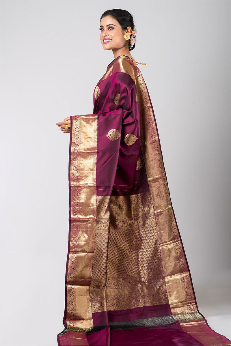 Bordeaux Beauty (Wine Kanjivaram Silk)