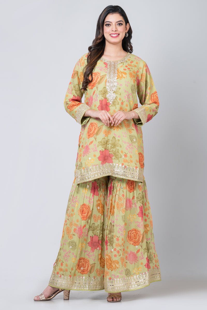 Parijat (Organza Sharara with Short Kurta)