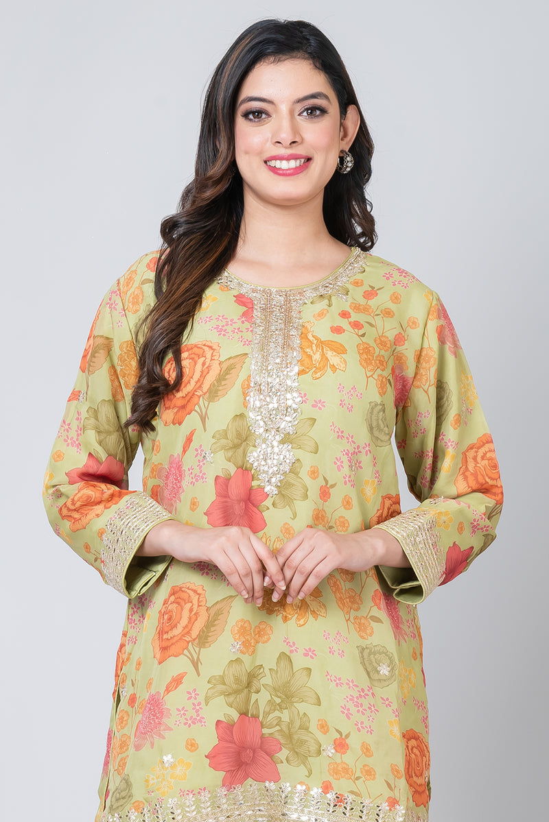 Parijat (Organza Sharara with Short Kurta)