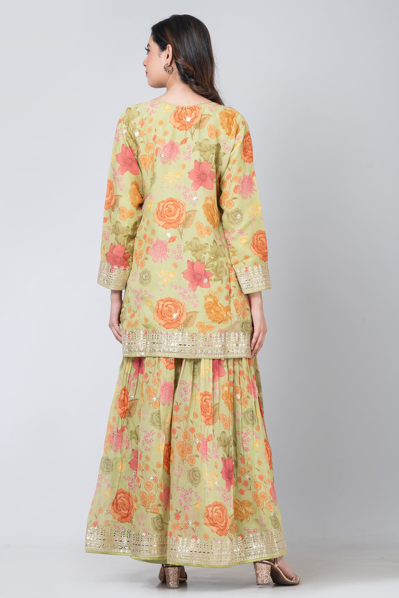 Parijat (Organza Sharara with Short Kurta)