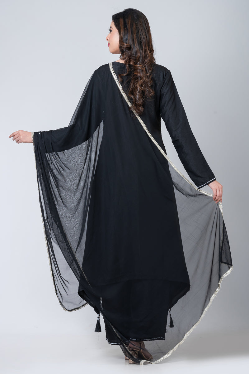 Siyah (Dola Silk Long Kurta)