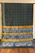 Green Colour Printed Tussar Saree