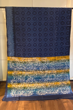 Blue Colour Printed Tussar Saree