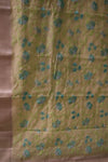 Chanderi Cotton Saree in Green Colour With Thread Work