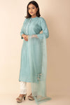 High Neck Kurti With Organza Dupatta