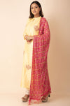 Long Kurti In Yellow With Red Chundari Dupatta