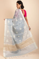 Cotton Saree in Grey Colour Rich With Resham Work