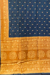 Tussar Saree in Mustard & Blue Color