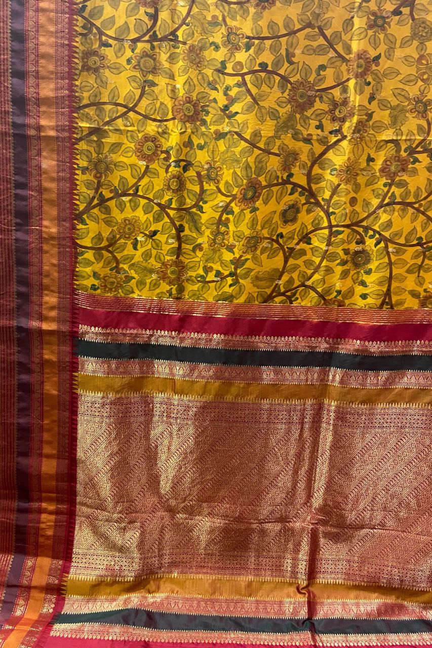 Printed Silk Saree With Woven Pallu