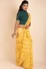 Matka Cotton Saree With Thread Flower Work