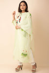 Formal Kurti In Lemon Green With Organza Dupatta