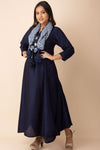 Indo Western Dress With Scarf In Navy Blue Colour