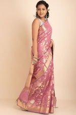 Pink Uppada Cotton Saree Rich With Zari Woven