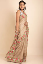 Satin Tussar Saree Rich With Resham Parsi Border