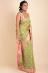 Tissue Cotton Saree With Dollar Booti Work