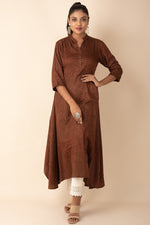 A Cut Long Kurti on Printed Cotton Fabric