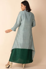 Assymetrical Indo Western Kurti With High Neck