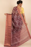 Batik Printed Tussar Silk Saree in Brown Colour