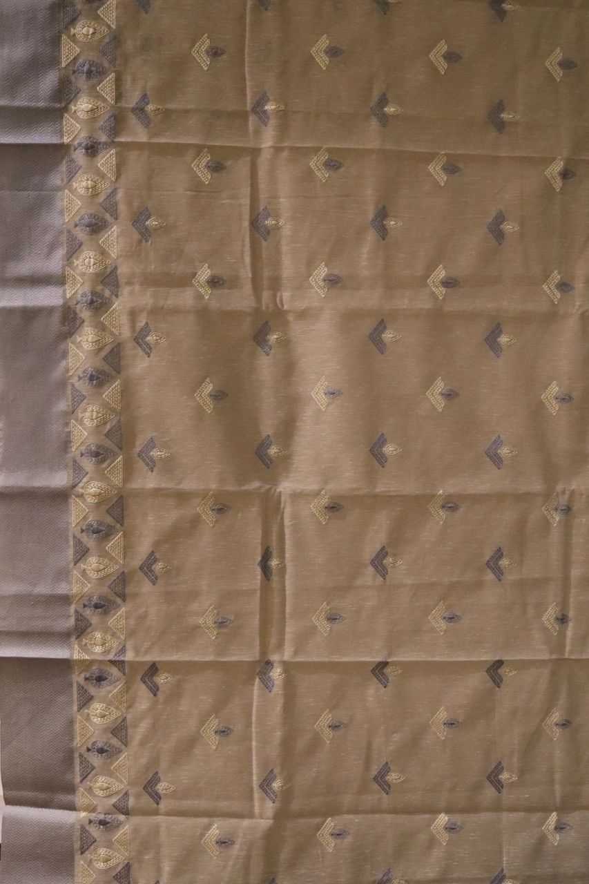 Handloom Cotton Saree In Light Beige Colour