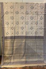 Beige & Black Tussar Saree