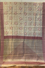 Beige and Maroon Tussar Saree