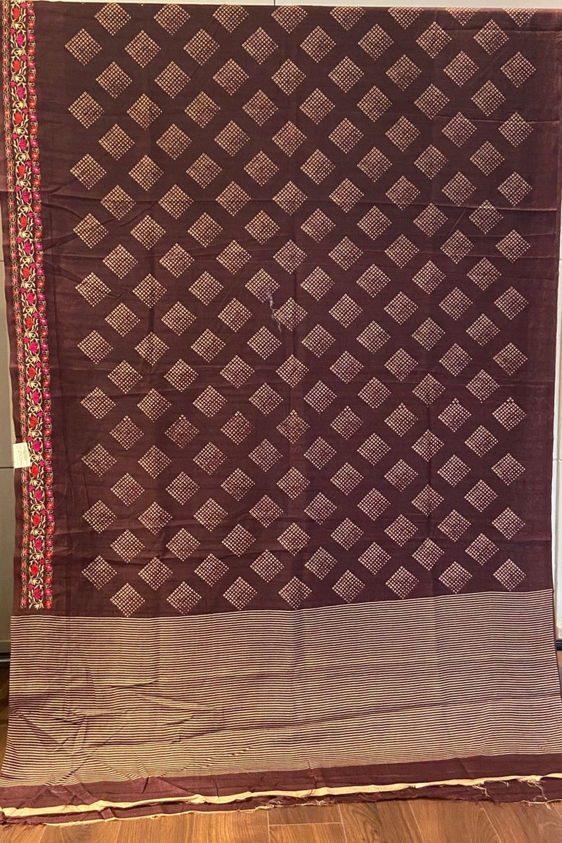 Brown Tussar Saree For Festival