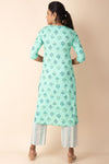 Casual Kurti With Stripe Pant in Sea Green Colour