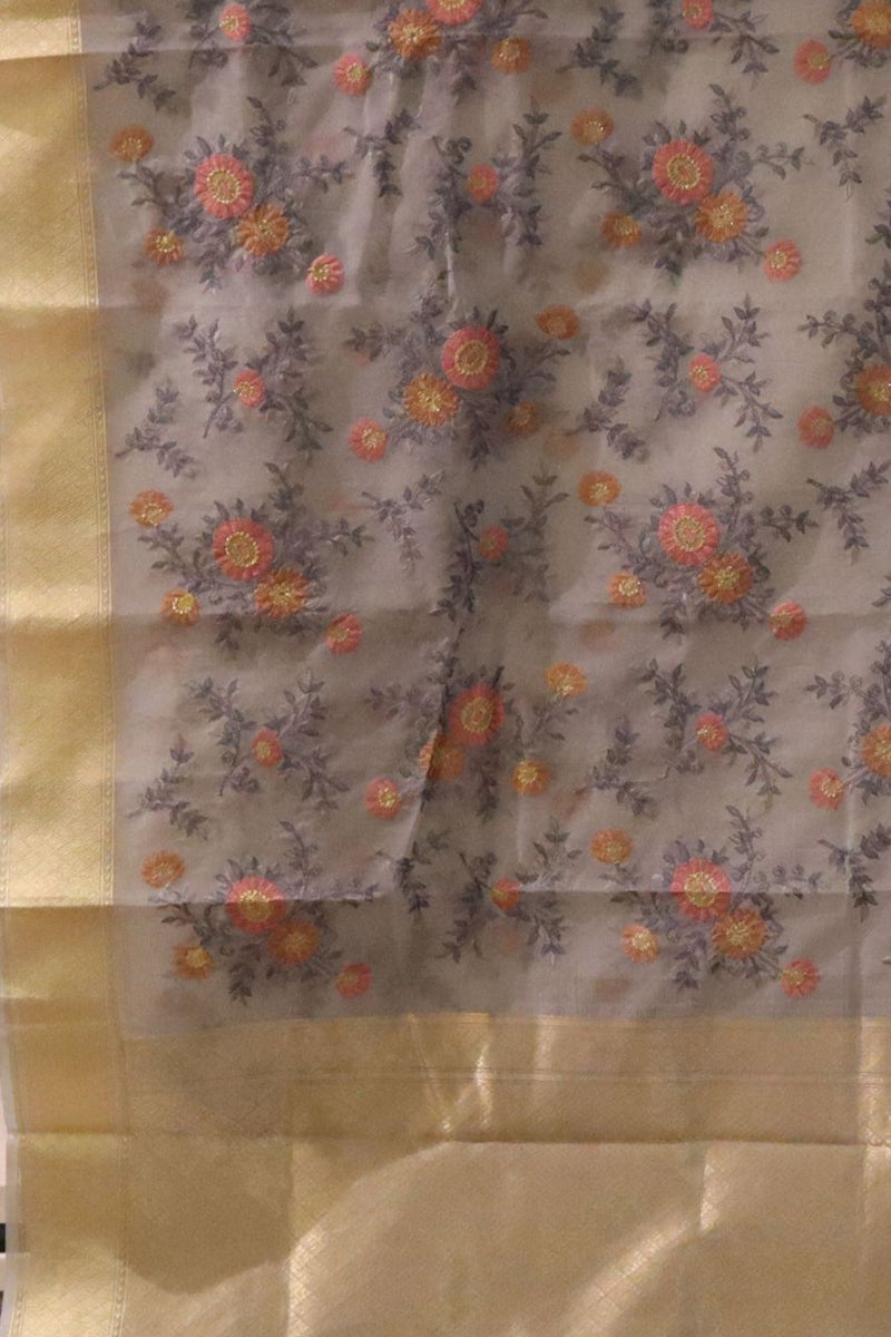 Chanderi Cotton Saree With Zari Border