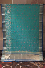 Blue Cotton Saree With Thread Booti