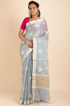 Cotton Saree in Grey Colour Rich With Resham Work