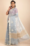 Cotton Saree in Grey Colour Rich With Resham Work