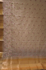 Embroidered Cotton Saree With Bird Motif