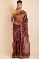 Printed Organza Saree with Embroidered Border