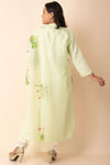 Formal Kurti In Lemon Green With Organza Dupatta