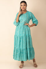 Frill Style Long Kurti in Sky Blue Colour