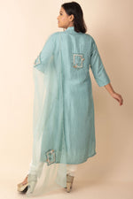 High Neck Kurti With Organza Dupatta