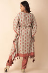 Indo Western Kaftan Set With Printed Bottom