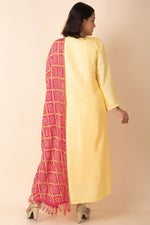 Long Kurti In Yellow With Red Chundari Dupatta