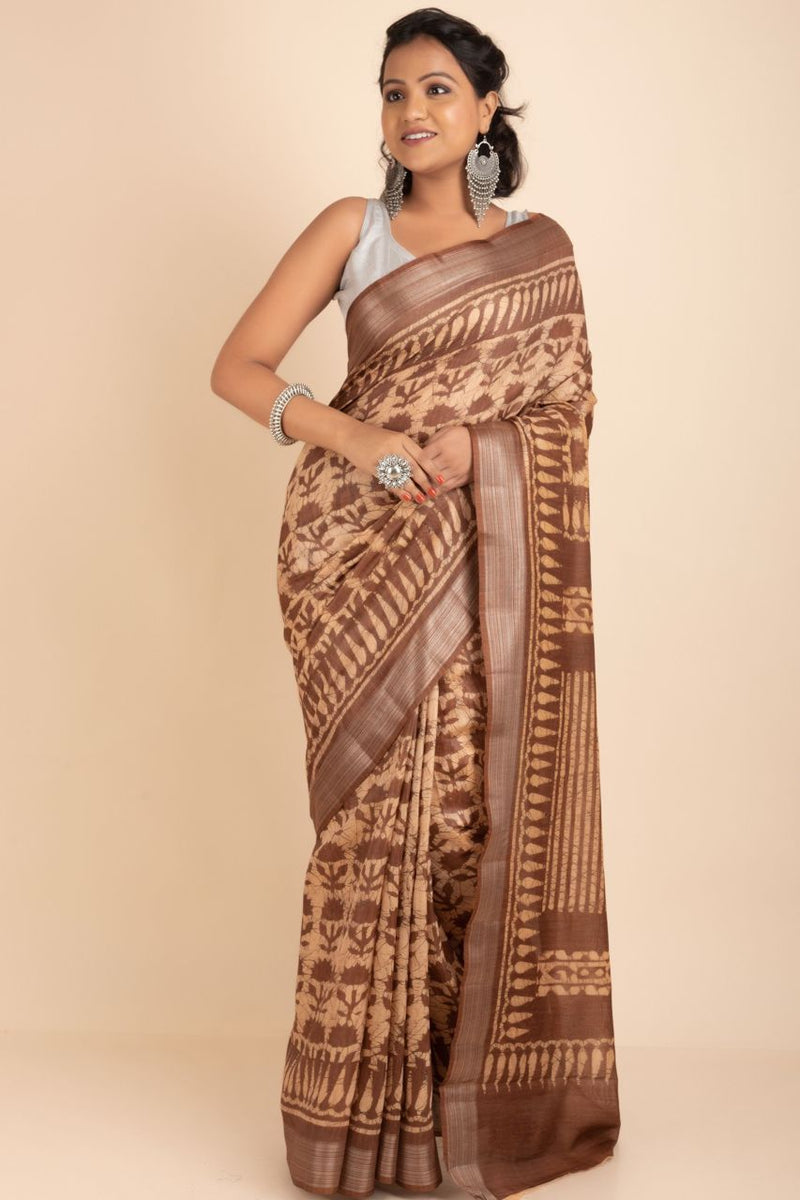 Moonga Silk Saree Rich With Batik Prints