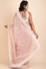 Organza Saree Rich With Resham Embroidery and Lace Border