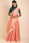 Peach Colour Organza Saree With Resham Work