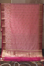 Cotton Saree In Pink Colour With Thread Work