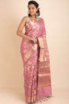 Pink Uppada Cotton Saree Rich With Zari Woven