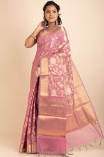 Pink Uppada Cotton Saree Rich With Zari Woven