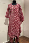 Printed Cotton Women Suit in Maroon Colour