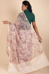 Printed Organza Saree In Light Onion Pink Colour